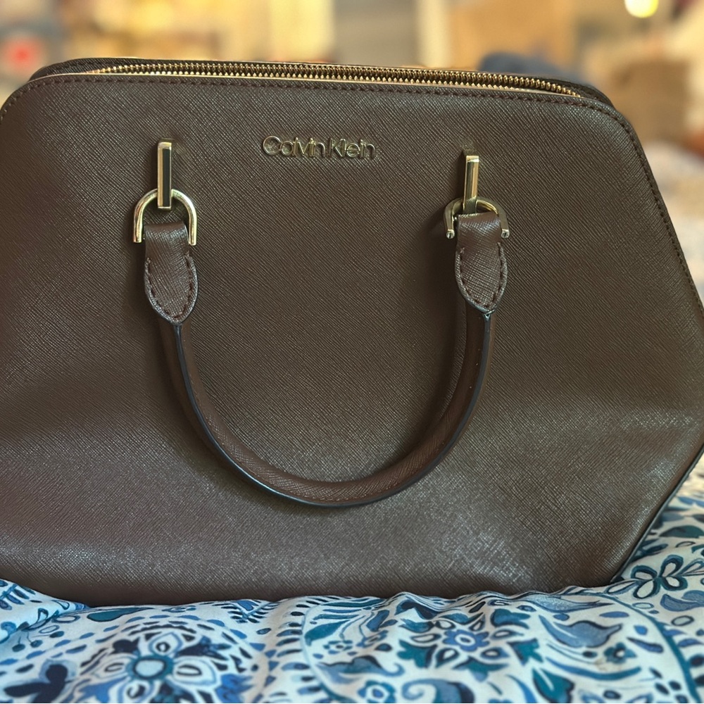 Calvin Klein Brown Satchel with Double Handles